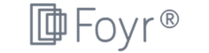 Foyr company logo with a small square bracket icon in black on white background